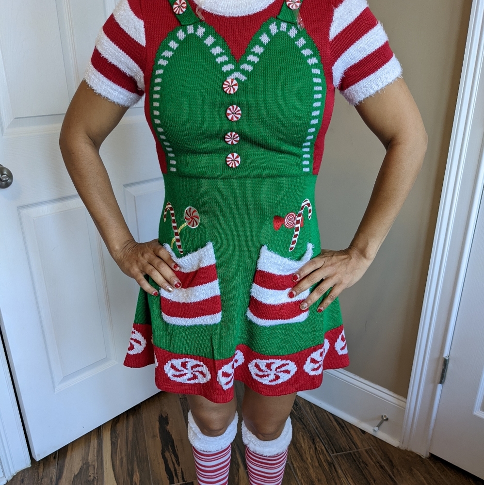 Christmas candy cane apron dress